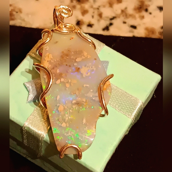 Huge Australian Opal Pendant Sterling Silver - Picture 13 of 16
